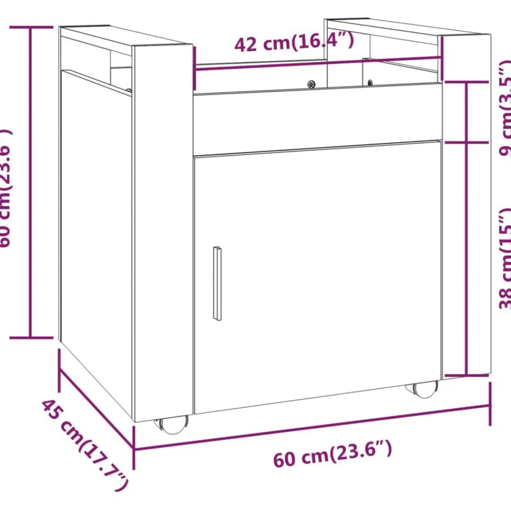 vidaXL Carrito de escritorio madera contrachapada 60x45x60 cm Blanco Discount
