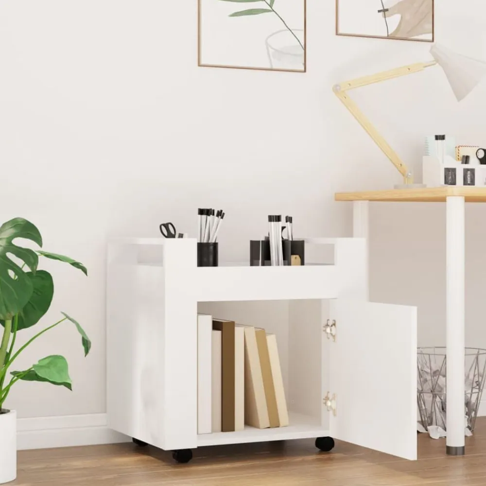 vidaXL Carrito de escritorio madera contrachapada 60x45x60 cm Blanco Discount