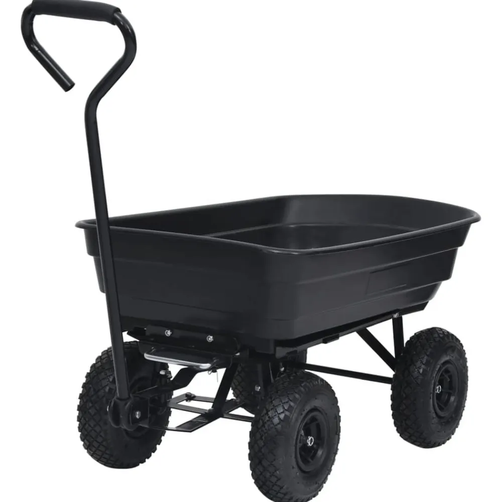 vidaXL Carrito de mano basculante para jardín 300 kg 75 L Negro Sale