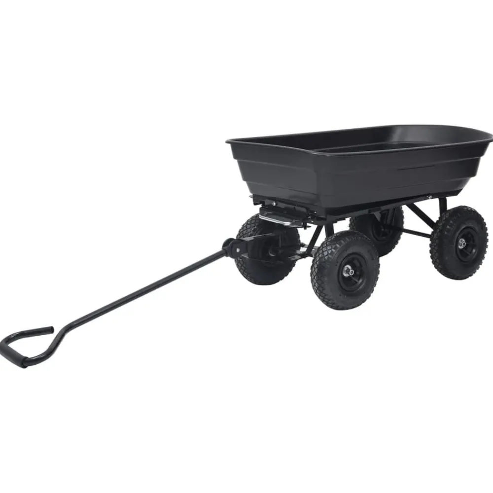 vidaXL Carrito de mano basculante para jardín 300 kg 75 L Negro Sale