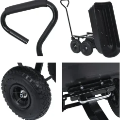 vidaXL Carrito de mano basculante para jardín 300 kg 75 L Negro Sale
