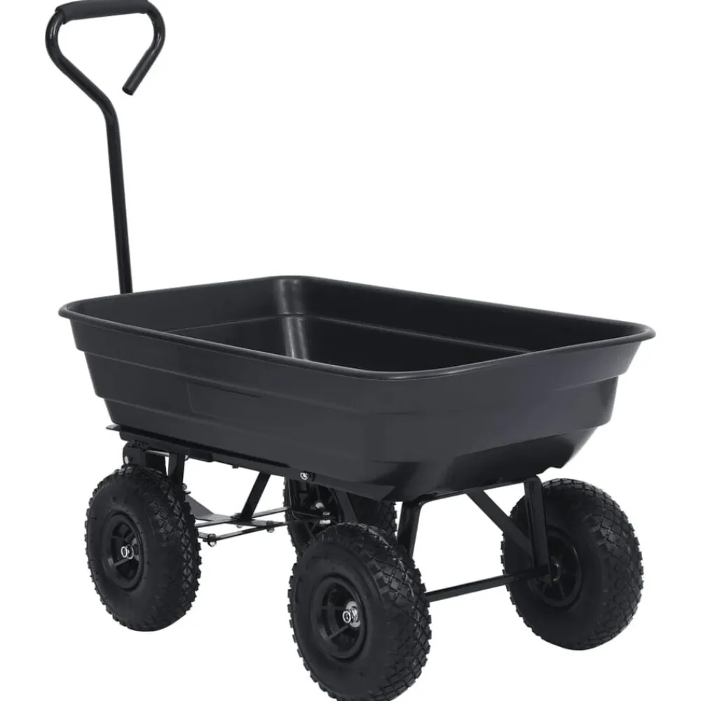 vidaXL Carrito de mano basculante para jardín 300 kg 75 L Negro Sale