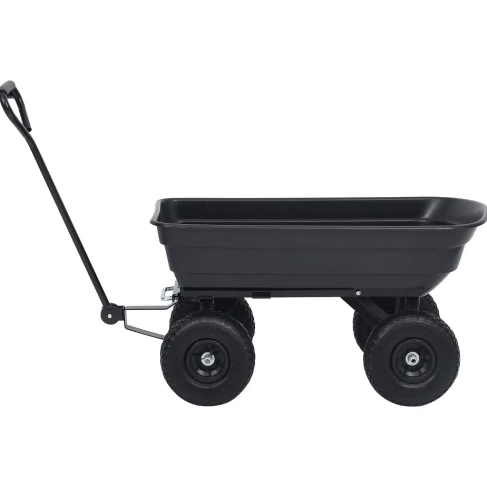 vidaXL Carrito de mano basculante para jardín 300 kg 75 L Negro Sale