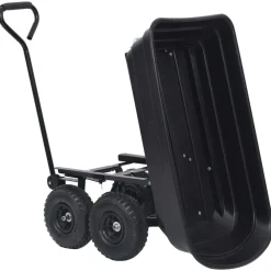 vidaXL Carrito de mano basculante para jardín 300 kg 75 L Negro Sale