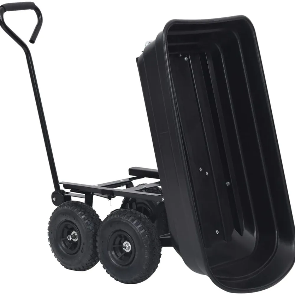 vidaXL Carrito de mano basculante para jardín 300 kg 75 L Negro Sale
