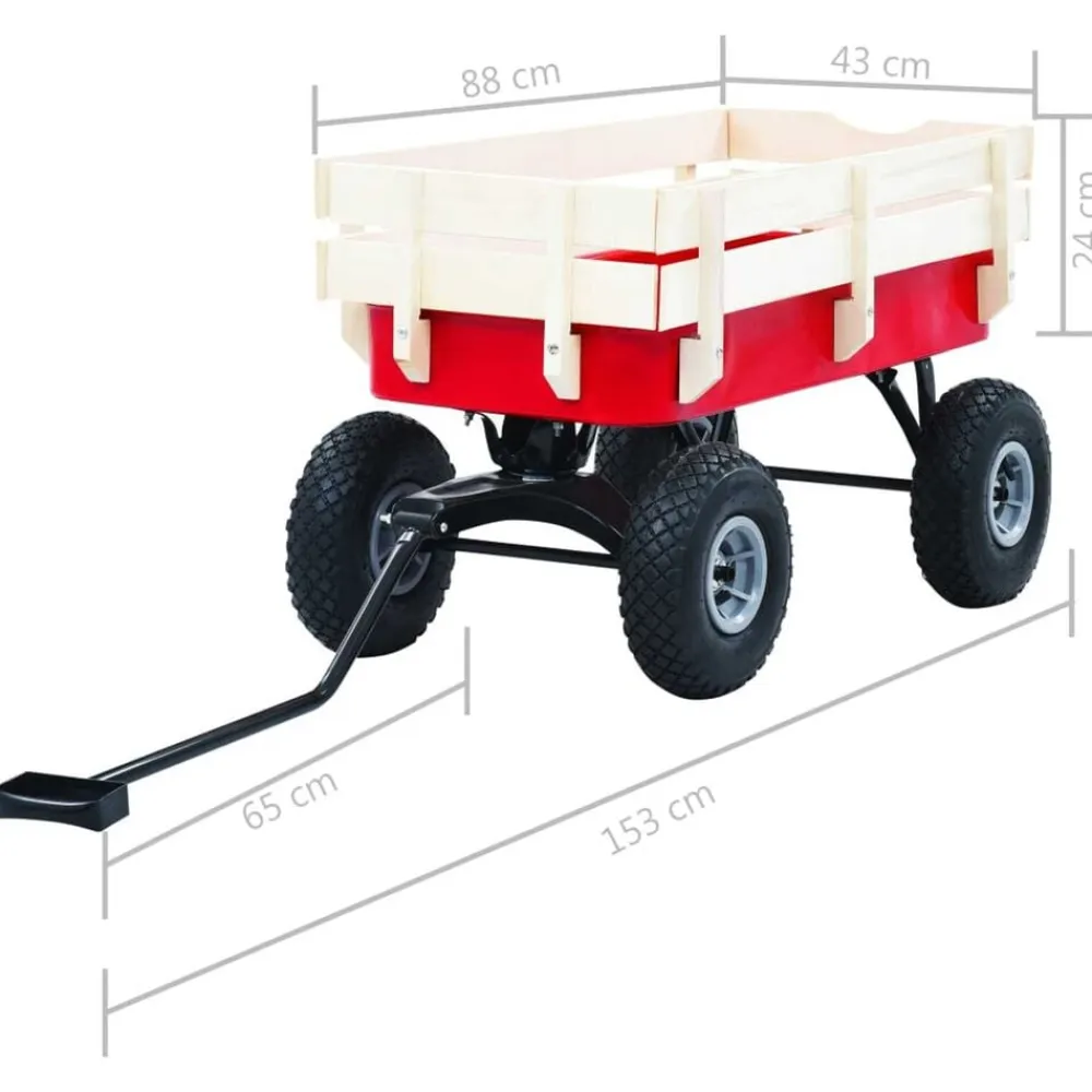 vidaXL Carrito de mano de jardín rojo 150 kg Discount