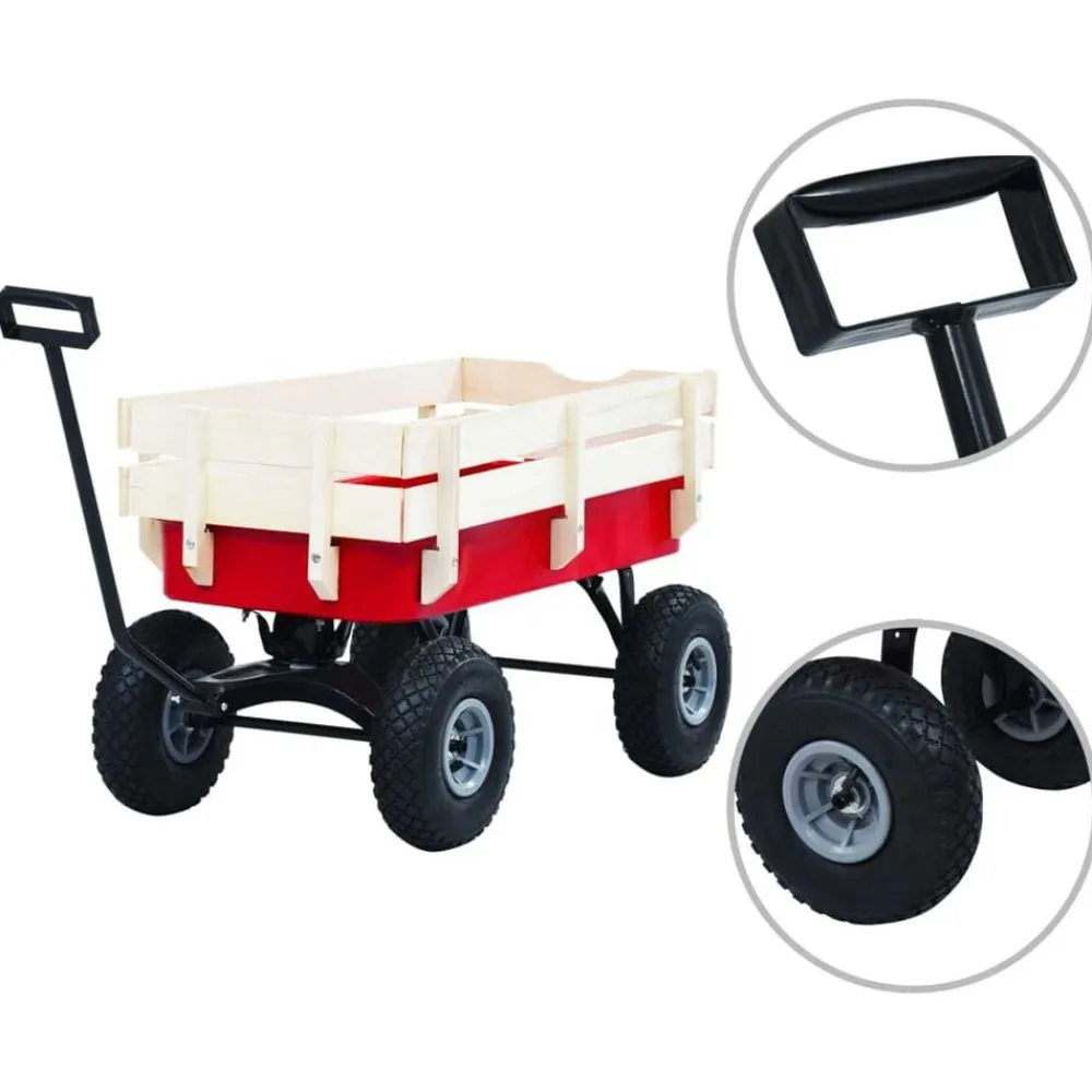 vidaXL Carrito de mano de jardín rojo 150 kg Discount