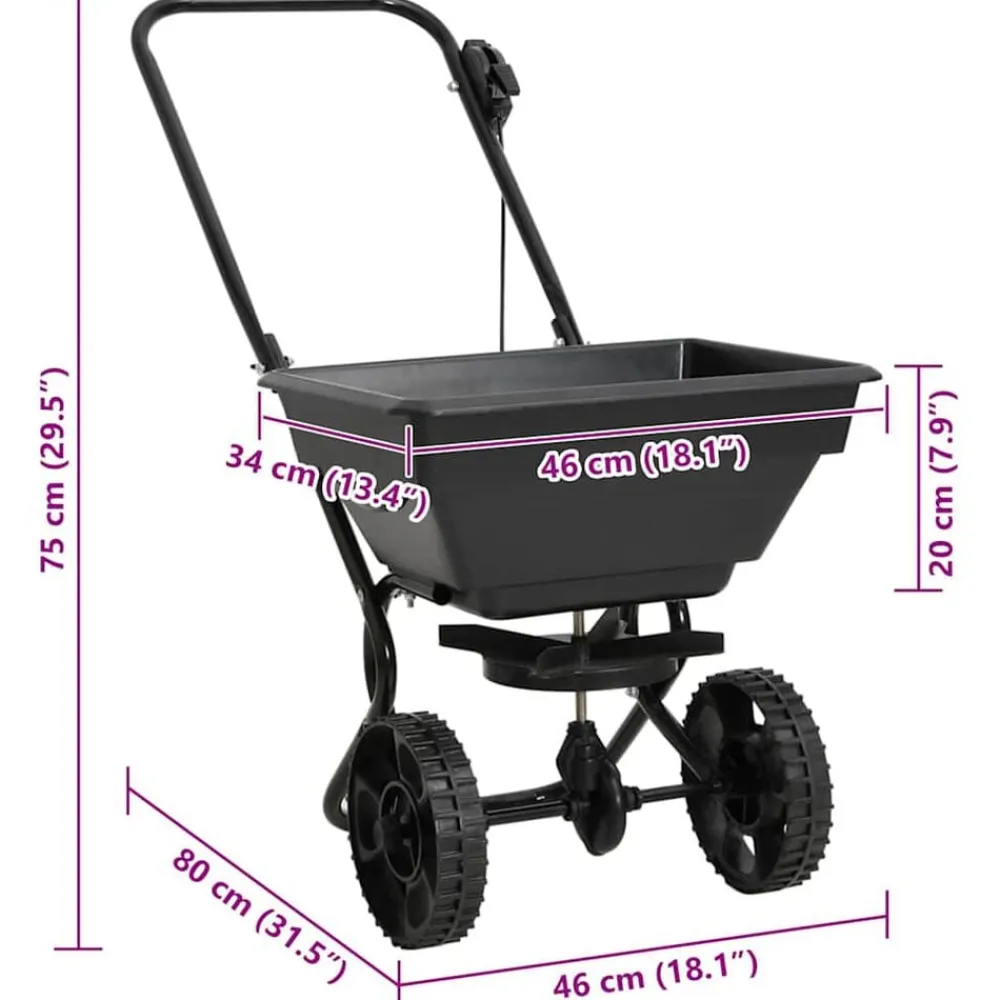 vidaXL Carrito de mano esparcidor de sal PVC y acero 80x46x75 cm 15 L Online