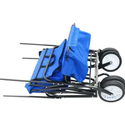 vidaXL Carrito de mano plegable de acero con capota Azul Hot