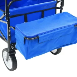 vidaXL Carrito de mano plegable de acero con capota Azul Hot