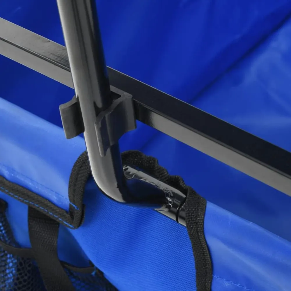 vidaXL Carrito de mano plegable de acero con capota Azul Hot