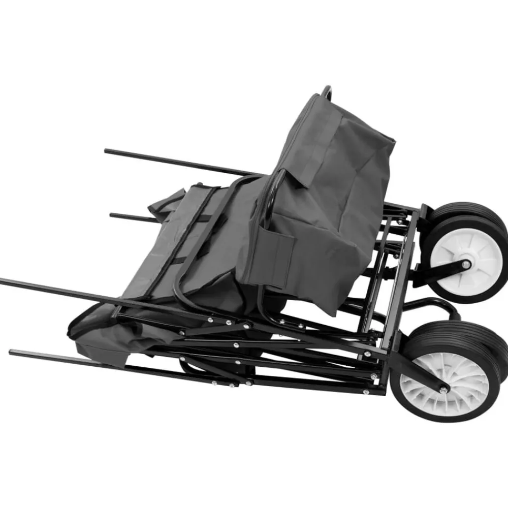 vidaXL Carrito de mano plegable con capota acero gris New