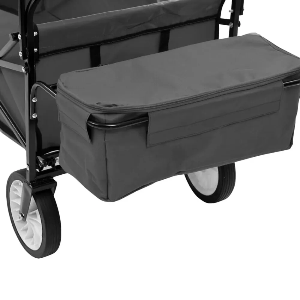 vidaXL Carrito de mano plegable con capota acero gris New