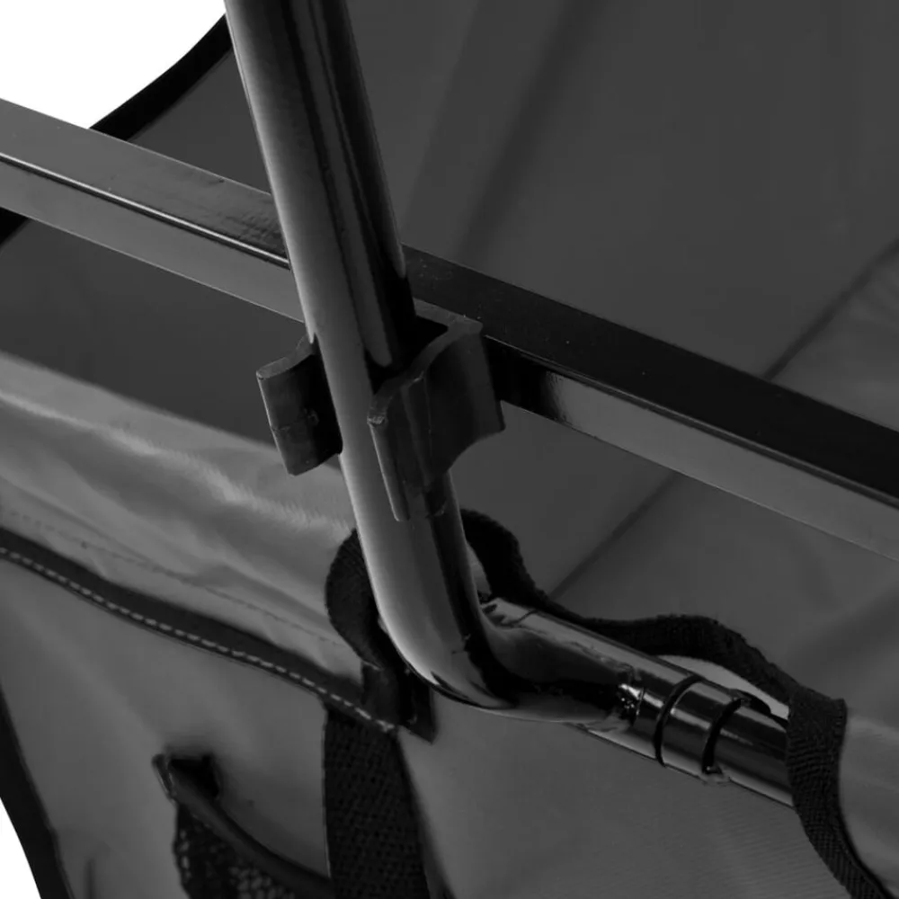 vidaXL Carrito de mano plegable con capota acero gris New