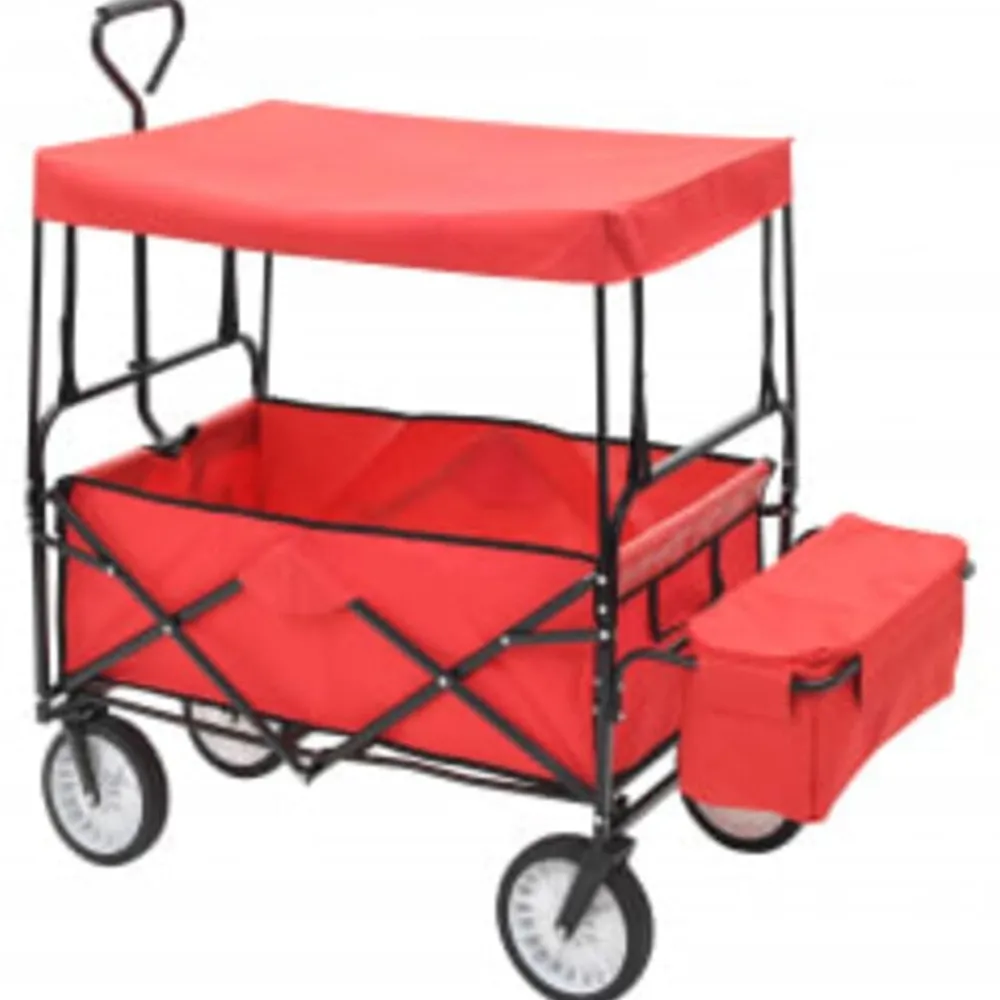 vidaXL Carrito de mano plegable de acero con capota Rojo Discount