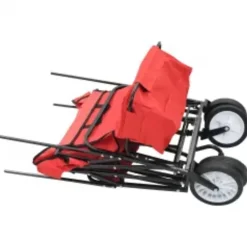 vidaXL Carrito de mano plegable de acero con capota Rojo Discount