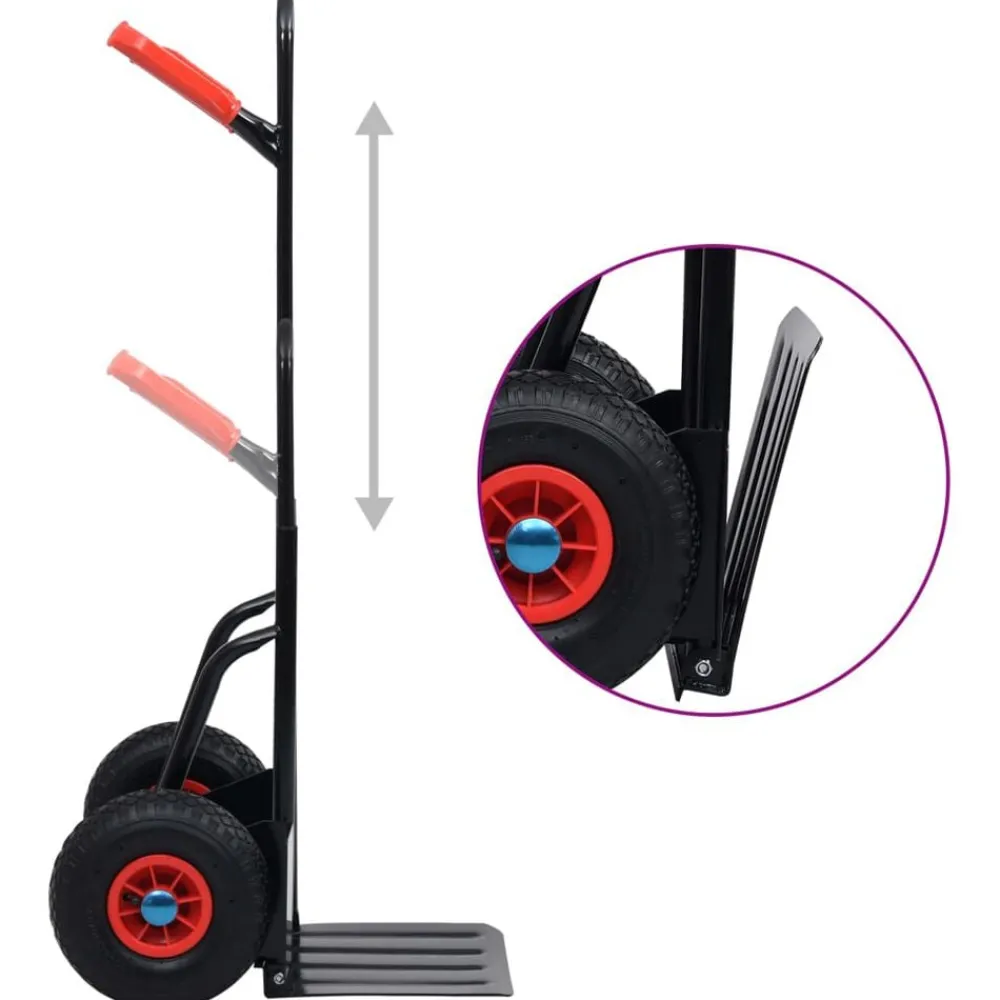 vidaXL Carrito de mano telescópico 200 kg negro y rojo Best