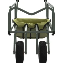 vidaXL Actividades Al Aire Libre-Carrito de pesca 2 ruedas acero recubrimiento en polvo verde