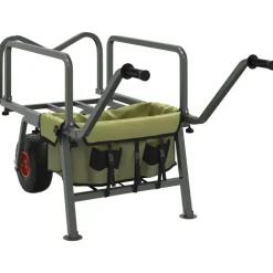 vidaXL Actividades Al Aire Libre-Carrito de pesca 2 ruedas acero recubrimiento en polvo verde