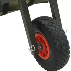 vidaXL Actividades Al Aire Libre-Carrito de pesca con rueda acero recubrimiento en polvo verde