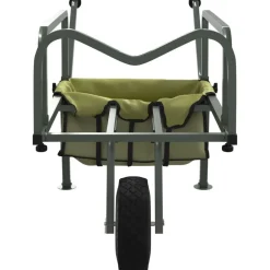 vidaXL Actividades Al Aire Libre-Carrito de pesca con rueda acero recubrimiento en polvo verde