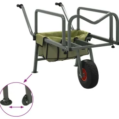 vidaXL Actividades Al Aire Libre-Carrito de pesca con rueda acero recubrimiento en polvo verde