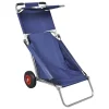 vidaXL Carros E Islas-Carrito de playa portátil y plegable con ruedas azul