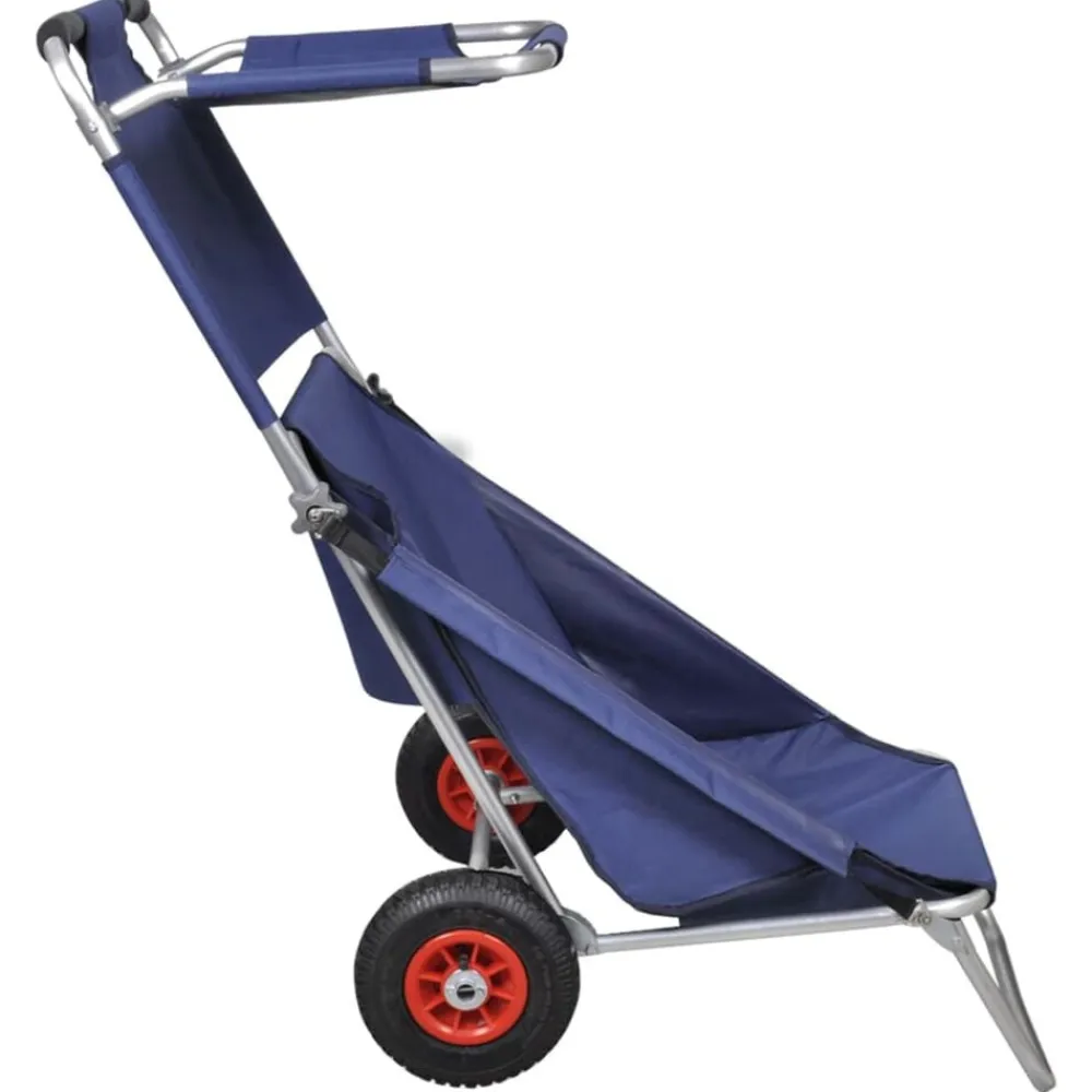 vidaXL Carros E Islas-Carrito de playa portátil y plegable con ruedas azul