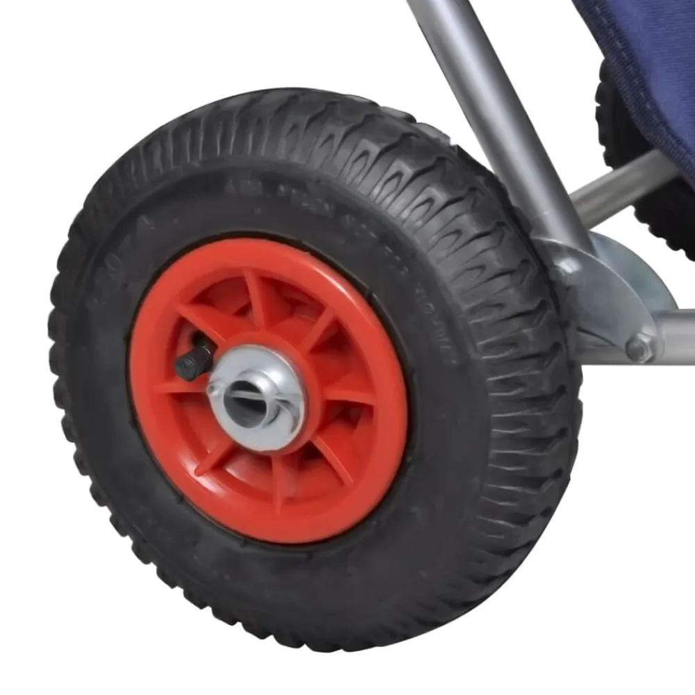 vidaXL Carros E Islas-Carrito de playa portátil y plegable con ruedas azul