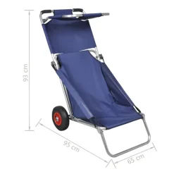 vidaXL Carros E Islas-Carrito de playa portátil y plegable con ruedas azul