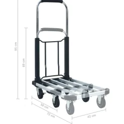 vidaXL Carrito de transporte plegable de aluminio plateado 150 kg