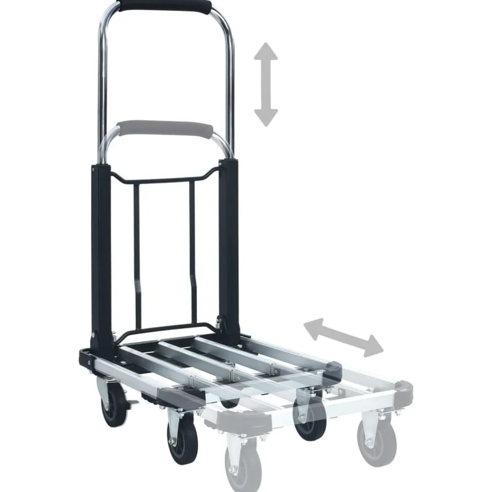 vidaXL Carrito de transporte plegable de aluminio plateado 150 kg