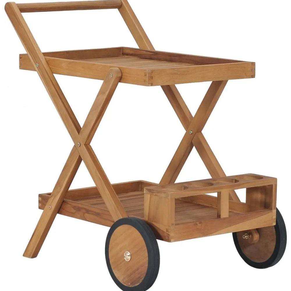 vidaXL Carros E Islas-Carrito del té de madera maciza de teca