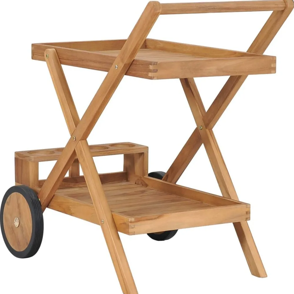 vidaXL Carros E Islas-Carrito del té de madera maciza de teca