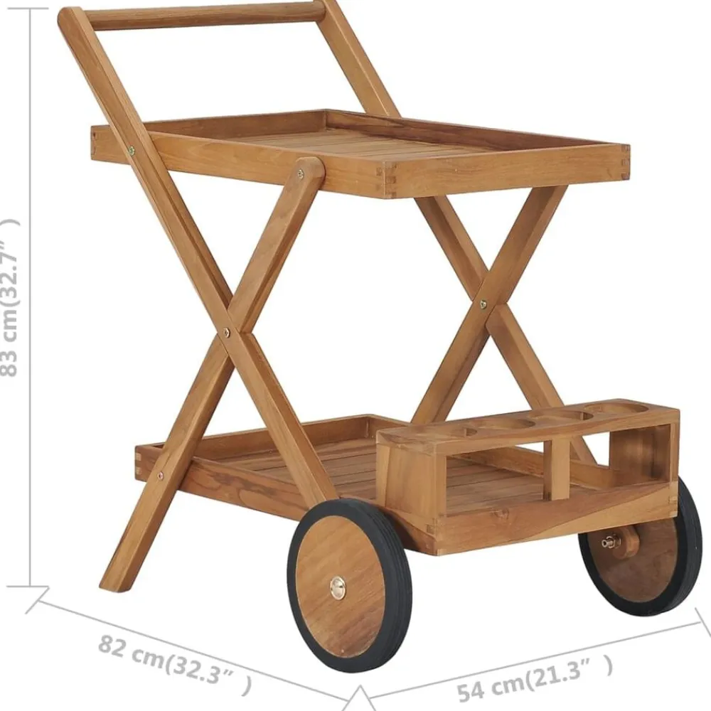 vidaXL Carros E Islas-Carrito del té de madera maciza de teca
