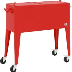 vidaXL Cocina Y Comedor-Carrito nevera con ruedas rojo 92x43x89 cm