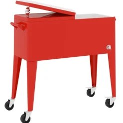 vidaXL Cocina Y Comedor-Carrito nevera con ruedas rojo 92x43x89 cm