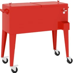 vidaXL Cocina Y Comedor-Carrito nevera con ruedas rojo 92x43x89 cm