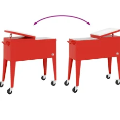 vidaXL Cocina Y Comedor-Carrito nevera con ruedas rojo 92x43x89 cm