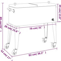 vidaXL Cocina Y Comedor-Carrito nevera con ruedas rojo 92x43x89 cm