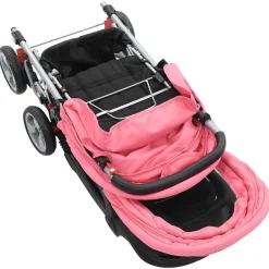 Niños vidaXL Transporte De Bebés-Carrito para 2 niños tandem de acero y negro