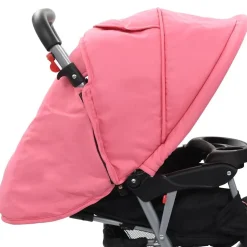 Niños vidaXL Transporte De Bebés-Carrito para 2 niños tandem de acero y negro