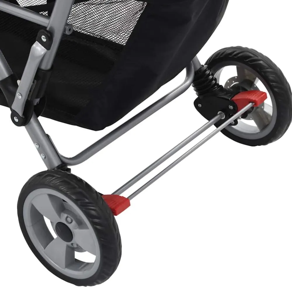 Niños vidaXL Transporte De Bebés-Carrito para 2 niños tandem de acero y negro