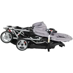 vidaXL Carrito para 2 niños tandem de acero y negro Gris Best