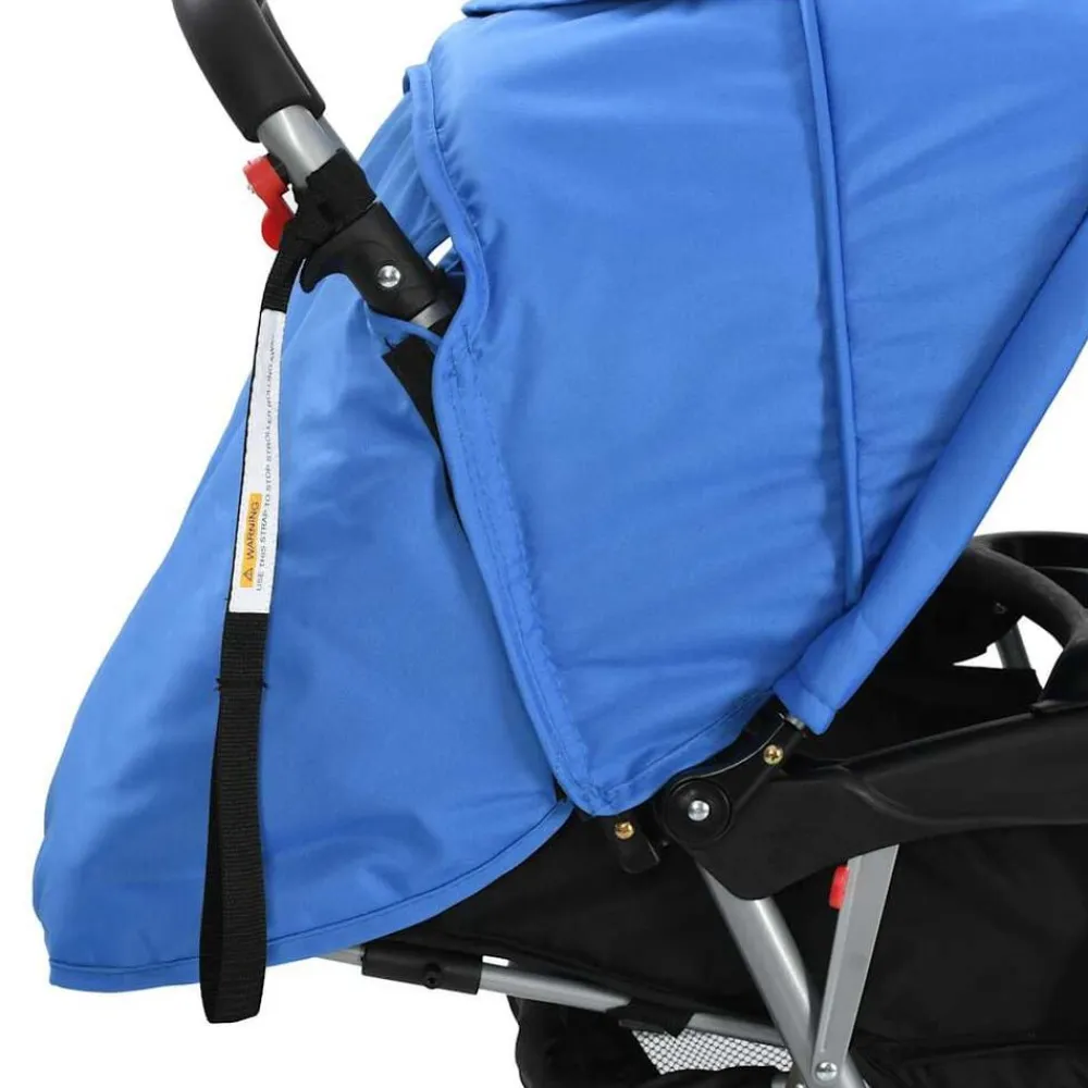 Niños vidaXL Transporte De Bebés-Carrito para 2 niños tandem de acero y negro