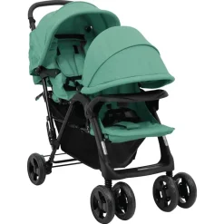 Niños vidaXL Transporte De Bebés-Carrito para gemelos tandem de acero