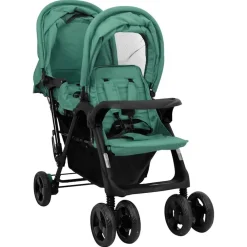 Niños vidaXL Transporte De Bebés-Carrito para gemelos tandem de acero