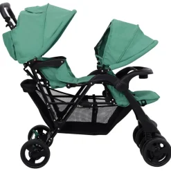 Niños vidaXL Transporte De Bebés-Carrito para gemelos tandem de acero