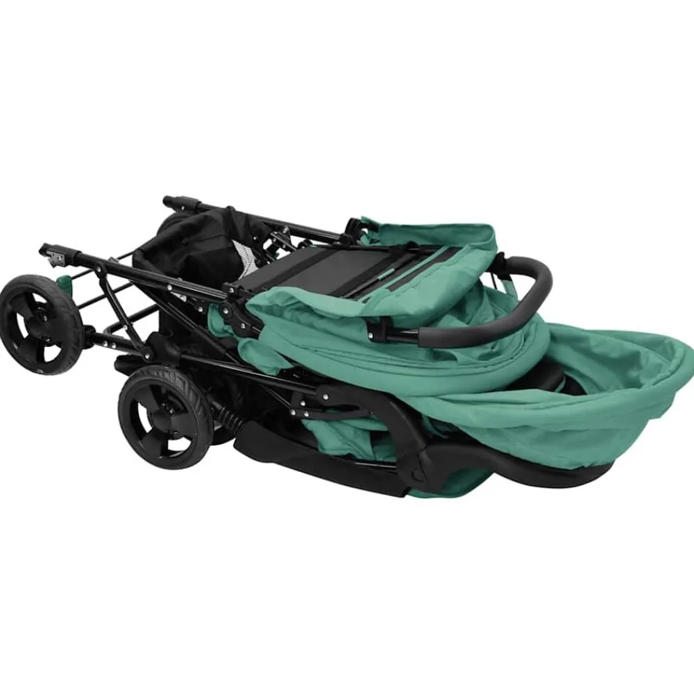 Niños vidaXL Transporte De Bebés-Carrito para gemelos tandem de acero