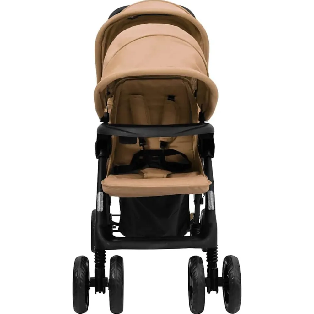 Niños vidaXL Transporte De Bebés-Carrito para gemelos tandem de acero gris